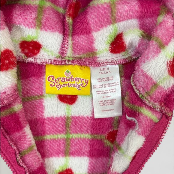 Strawberry Shortcake Girls Jacket Hooded Full Zip Red Hoodie Cartoon Y2K Size 5 - Picture 5 of 9